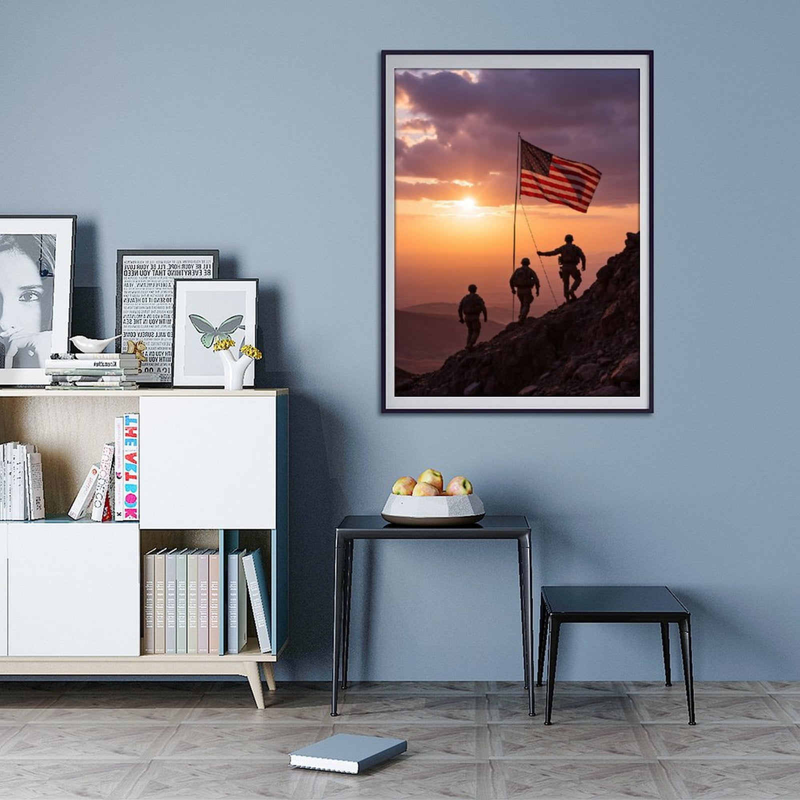 Diamond Art Kit for Adults, Soldiers Sunset Flag Silhouette Rock Diamond Painting for Adults Beginners, DIY Diamond Art Painting Kits, 5D Diamond Painting Crafts for Home Decor 12x16 Frameless