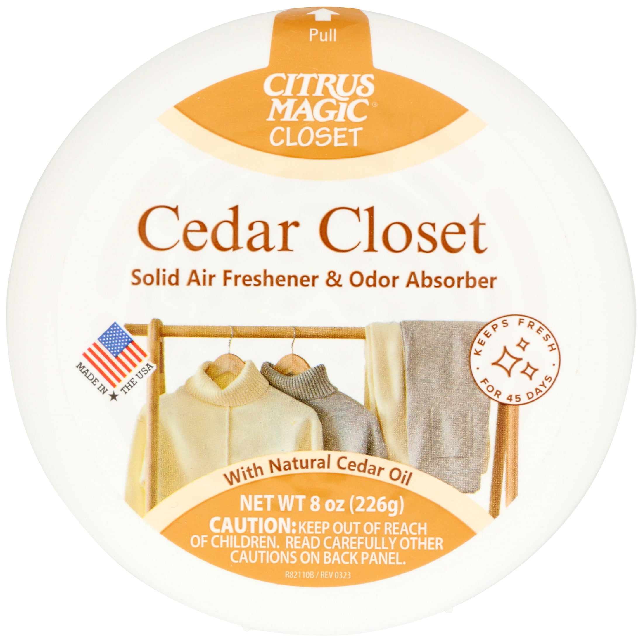 (3 pack) Citrus Magic For Closets Odor Absorbing Solid Air Freshener, Cedar Closet, 8 oz