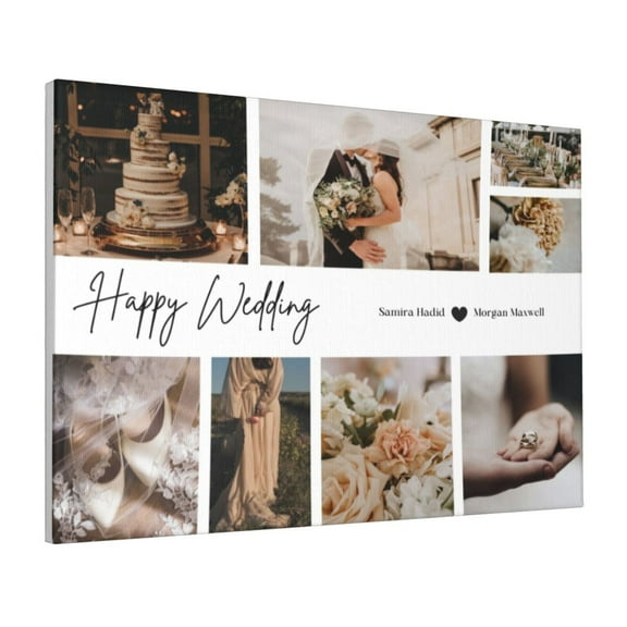 Custom Canvas Prints White Wedding Personalized Photo Image Collage DIY Framed Kit Wall Art Picture Room Decor 16x20 inch