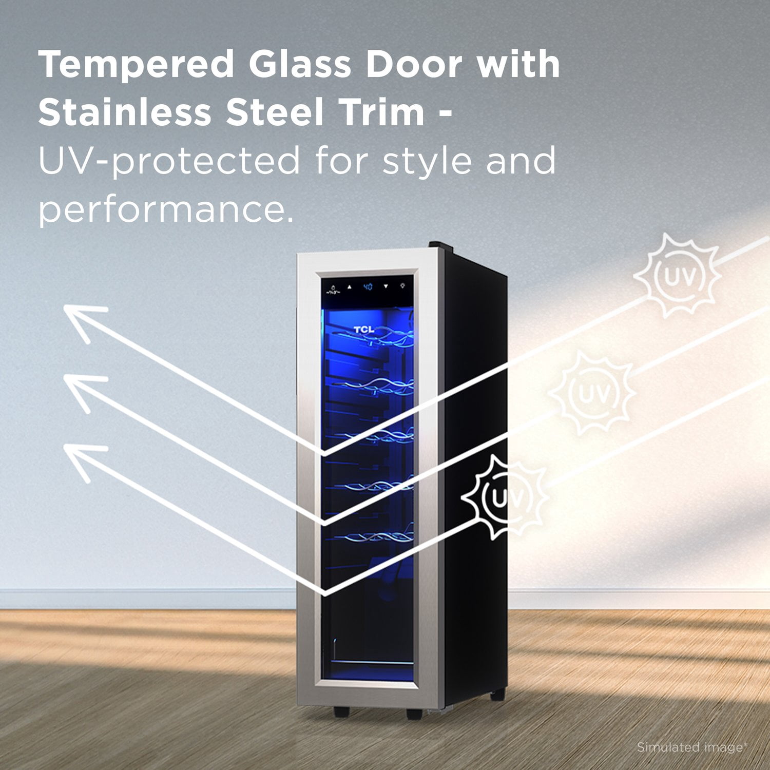 TCL Stainless Steel Single Door 12 Bottle Wine Cooler for Kitchen, Bedroom & Office, 1.24 Cu. Ft.