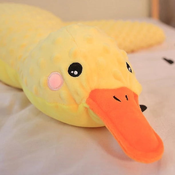 Pato tumbado de gran tamaño, juguetes de peluche, alfombrilla de ganso de animales Kawaii, almohada de avión para bebé, cojín suave de peluche para