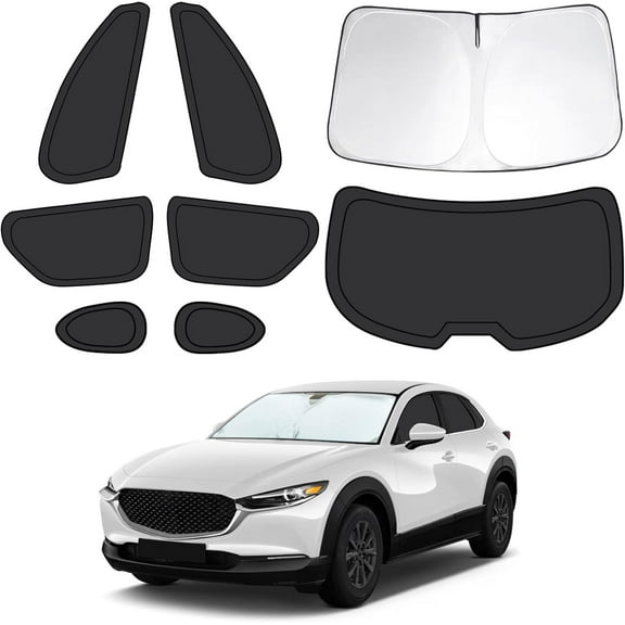 8pcs Car Window Shades for Mazda CX30 2019-2025, Full Car Window Covers for Privacy, Sunshades for CX-30 Front Rear Windshield Side Windows to Block UV and Protect Privacy