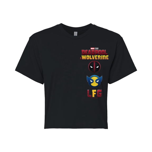 Marvel Deadpool & Wolverine - Logo And Icons - Juniors Cropped Graphic T-Shirt