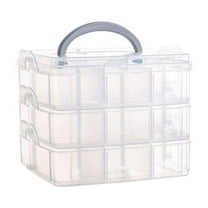 Trianu 3-Tier Craft Storage Container, Stackable Organizer Box with Dividers for Art Supplies, Beads, Tapes, Seed, Hair Accessories, Nail, 5.9*5.9*5.11", White