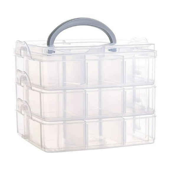 Trianu 3-Tier Craft Storage Container, Stackable Organizer Box with Dividers for Art Supplies, Beads, Tapes, Seed, Hair Accessories, Nail, 5.9*5.9*5.11", White