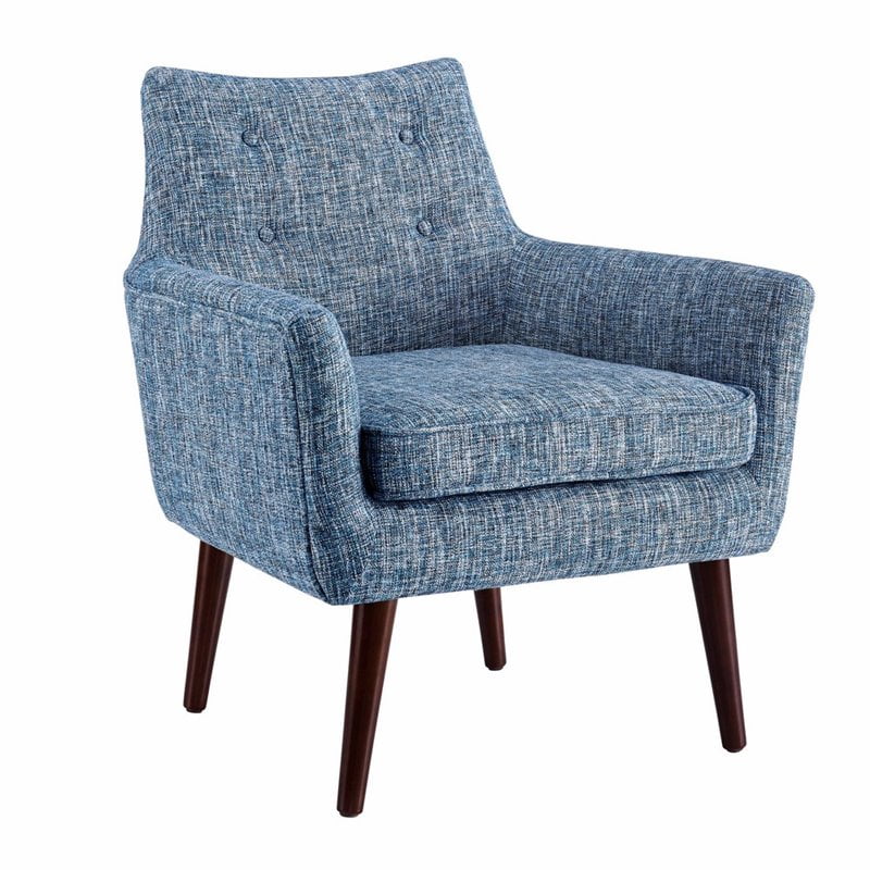 blue upholstered chair