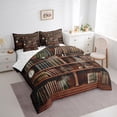 thumbnail image 3 of jejeloiu Vintage Library Books 7-Piece Bedding Comforter Set,Retro Bookshelf King Bedding Sets,Brown Bed Sheets For Adults,Luxury Bedroom Decor Reversible, 3 of 8
