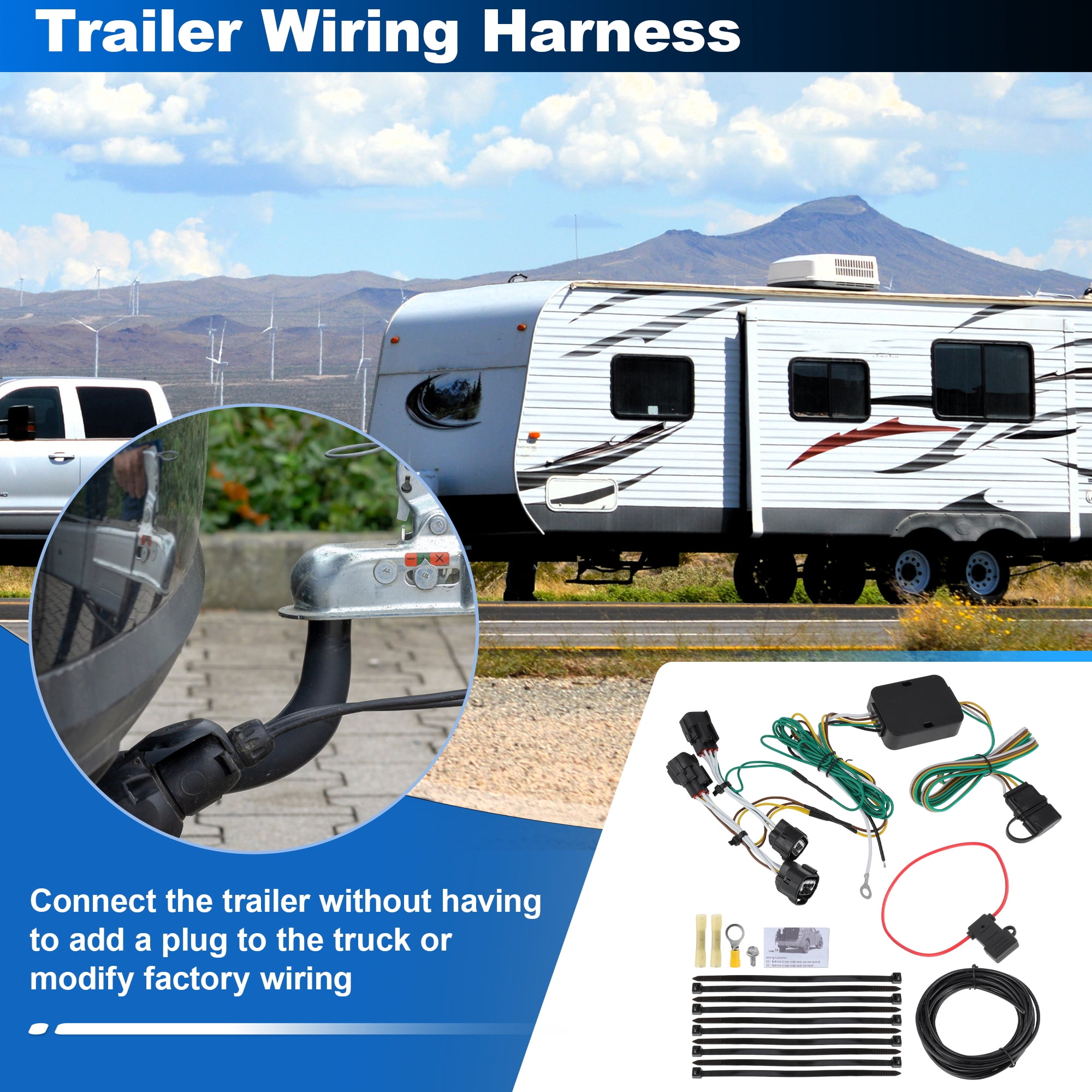 Unique Bargains 4 Pin Trailer Wiring Harness for Jeep Cherokee 2014 2015 2016 2017 2018