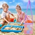 thumbnail image 4 of Beach Toy Bag, Portable Sea Shell Collecting Storage Pouch, Multifunctional Sand Toy Organizer, Ideal Beach Vacation Essential for Kids Outdoor Sandbox and Travel Use, 4 of 6