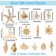 thumbnail image 2 of 1 caja de 24 piezas de 12 estilos de dijes de océano chapados en oro real de 18 quilates, lindos dijes de animales marinos de latón, dijes de animales dorados de playa de verano, 2 of 6