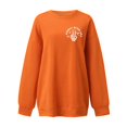 thumbnail image 4 of Arlun,Halloween Chandails pour Femmes Grande Taille Mode à Lettres Imprimées Coupe Ample Col Rond Chandails à Enfiler Chandails Amples Confortables Manches Longues Automne Hiver Entraînement Hauts Sans Capuche Orange3 TG, 4 of 5