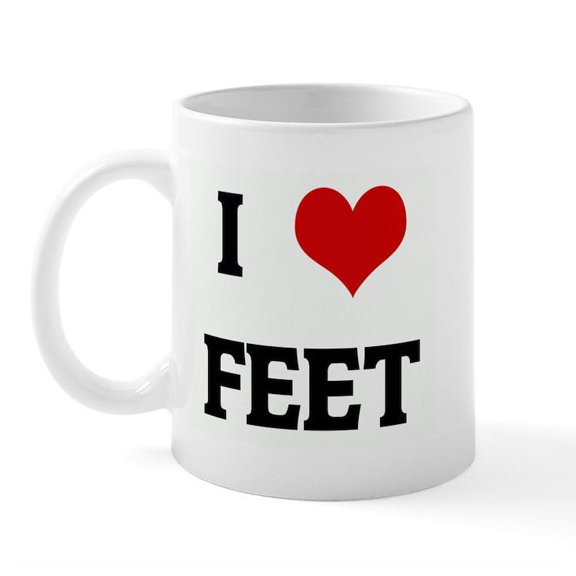 CafePress - I Love FEET Mug - 11 oz Ceramic Mug - Novelty Coffee Tea Cup