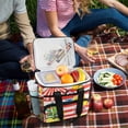 thumbnail image 5 of FORMRS Insulated Cooler Bag 24 Cans Capacity Soft Leakproof Lunch Box with Side Pockets, Striped Lemon, 5 of 7