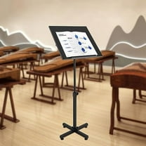 Lectern Podium Stand, Height Adjustable Laptop Table, Portable Presentation Standing Tilting Desktop with Edge Stopper for Classroom/Office & Church (Black)