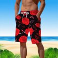 thumbnail image 2 of NOLDARES Mens Summer Hawaii Beach Shorts Cotton Stretch Drawstring Casual Shorts with Pockets(Red,XL), 2 of 5