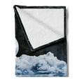 thumbnail image 2 of Moon Soft Flannel Fleece Throw Blanket, Moon Setting over Clouds Water Reflections Stars Universemed Image Print, Cozy Plush for Indoor and Outdoor Use, 60" x 80", Black Blue White, by Ambesonne, 2 of 5