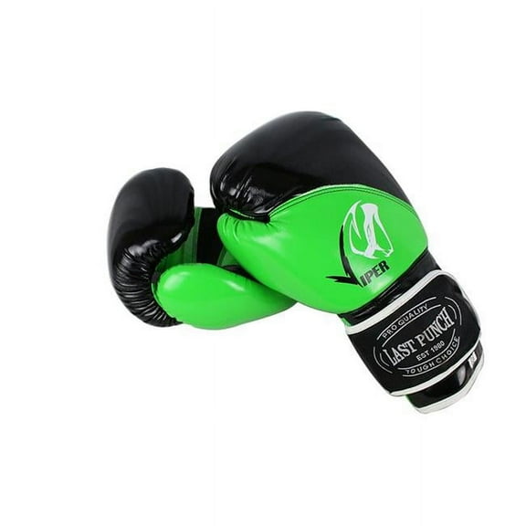 Shelter 9522-12 12 oz Last Punch Viper Boxing Gloves, Black & Green - Adult