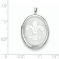 thumbnail image 3 of Sterling Silver Rhodium-plated 26mm Fleur De Lis Oval Locket, 3 of 3