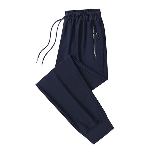 Plebaso Mens Athletic Pants Elastic Waist Drawstring Lightweight Running Trousers with Zipper Pockets