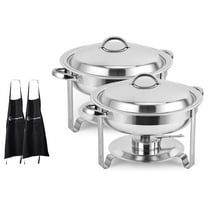 [Set of 2] Round Chafing Dish Buffet Set Stainless Steel 4 Quart Capacity