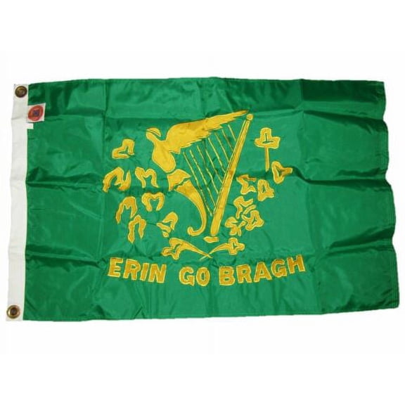 2x3 Embroidered Erin Go Bragh Ireland 300D Nylon Flag 2'x3' Heavy Duty