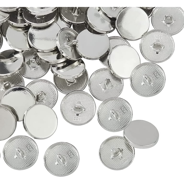 100pcs 20mm Metal Flat Buttons Alloy Shank Buttons for Sewing DIY Crafts  and Jewelry Making - Platinum