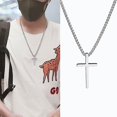 thumbnail image 3 of Cross Necklace For Men, Silver Black Gold Stainless Steel Cross Pendant Necklace For Men, 23.6 Inches Chain, 3 of 5