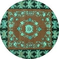 thumbnail image 1 of Ahgly Company Machine Washable Indoor Round Persian Turquoise Blue Traditional Area Rugs, 3' Round, 1 of 4