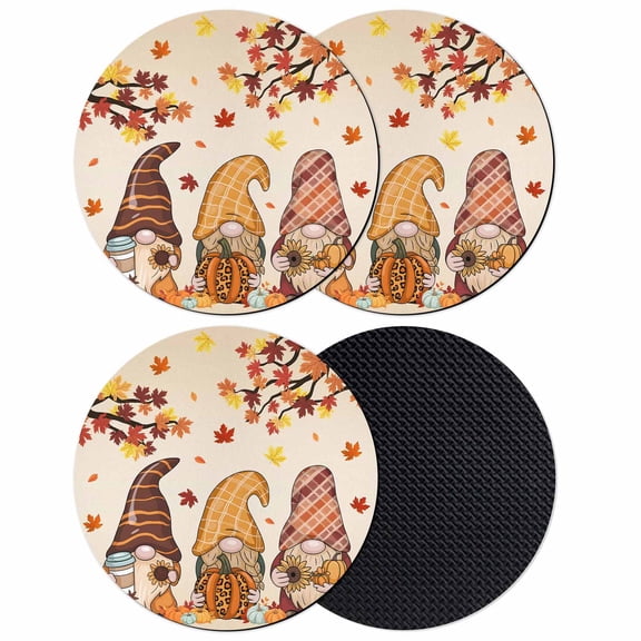 Thanksgiving Coasters Set of 4, Absorbent Coasters for Drinks, Fall Maple Leaf Pumpkin Gnomes Sunflower Coaster for Desk Coffee Table Protection, Home Decor House Warming Gifts 4"
