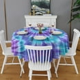 thumbnail image 2 of Purple Blue Tie Dye Spiral Pattern Round Tablecloth 60"x60",Wrinkle Wipeable Table Cloth for Kitchen Dining Room Picnic Patio Party, 2 of 6