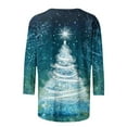 thumbnail image 4 of Christmas Plus Size Shirts for Women 3/4 Length Sleeve Holiday Tops Crew Neck Graphic Printed Festive Tees Outfits (5XL, Green A), 4 of 5
