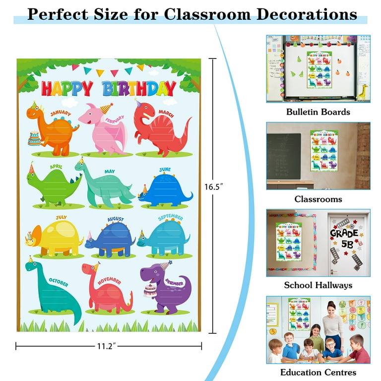 whatsign-birthday-chart-for-classroom-dinosaur-birthday-poster-walmart-com for Free Printable Birthday Poster For Classroom WhatSign Birthday Chart for Classroom - Dinosaur Birthday Poster - Walmart.com for Free Printable Birthday Poster For Classroom