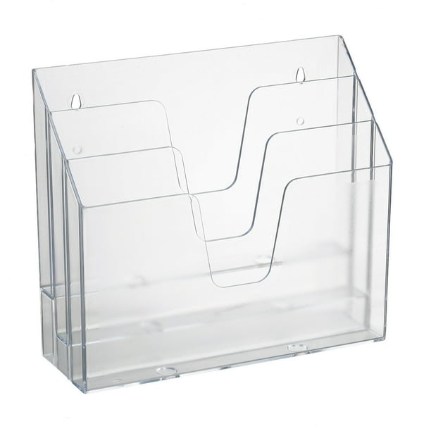 Acrimet Horizontal Triple File Folder Organizer (Clear Crystal Color