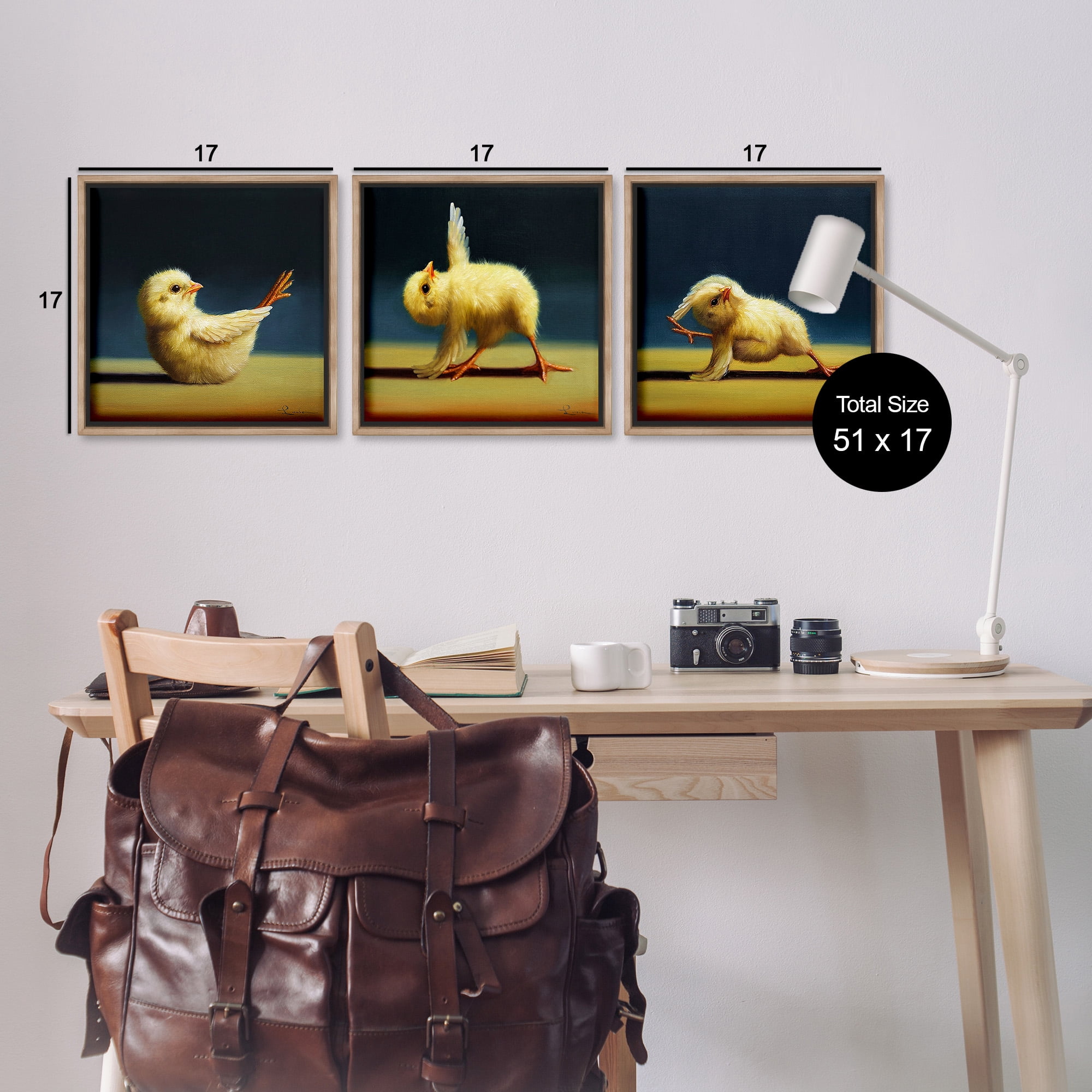 Stupell Industries Yoga Chick Trio Funny Farm Animals Animals & Insects Painting Brown Floater Framed Canvas Art Print Wall Art, 18 x 18, Set of 3