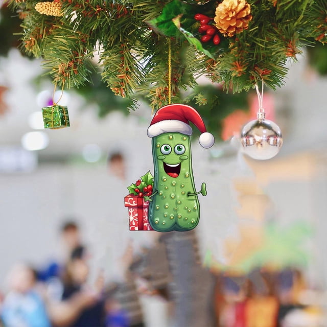 Multi Functional Acrylic Decorative Christmas Tree Pendant Cute Mini Cucumber Christmas Pendant