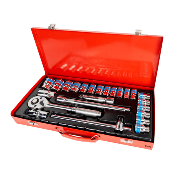 24pzs Juego De Dados Blossom De Impacto De Aire Herramientas 1/2 rojo negro