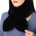 thumbnail image 1 of Women's Winter Plush Cross Scarf, Imitation Rabbit Fur Neck Warmer, Thickened Faux Fur Collar for Cold Weather, Versatile Soft Wrap for Autumn & Winter, 32x4 Inches, 1 of 8