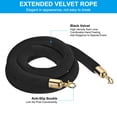 thumbnail image 3 of Unique Bargains 7 Feet Black Velvet Stanchion Rope, Crowd Control Barrier Rope with Snap Hook, Golden, 3 of 6
