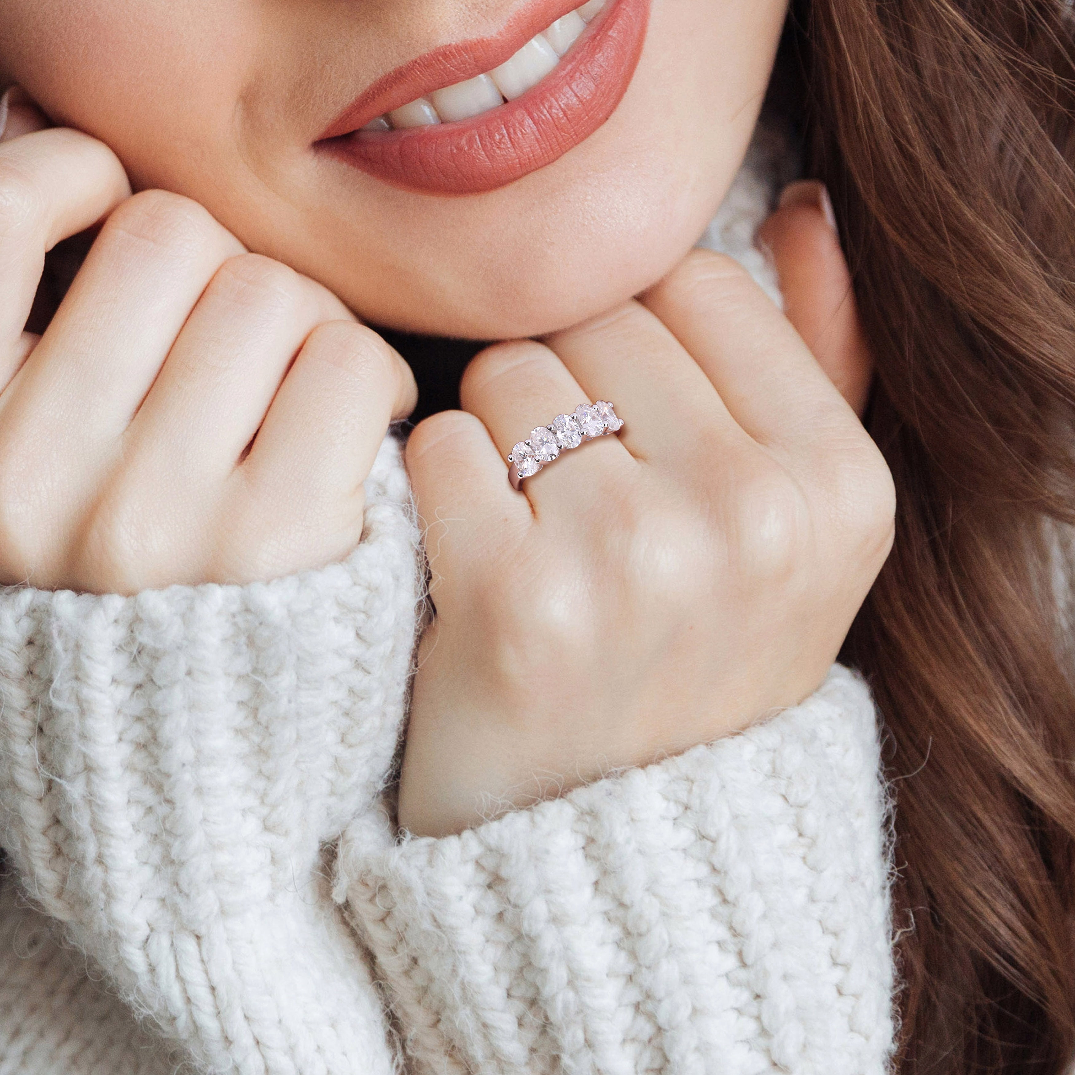 Everly Women's Moissanite 10k White Gold Ring