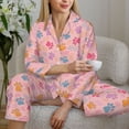 thumbnail image 6 of Yiaed Colorful Pets Paws Print Pajamas Women's Long Sleeve Sleepwear Soft Button Down Loungewear Pjs Lounge Set Nightwear Womens Pajama Pants-Large, 6 of 7
