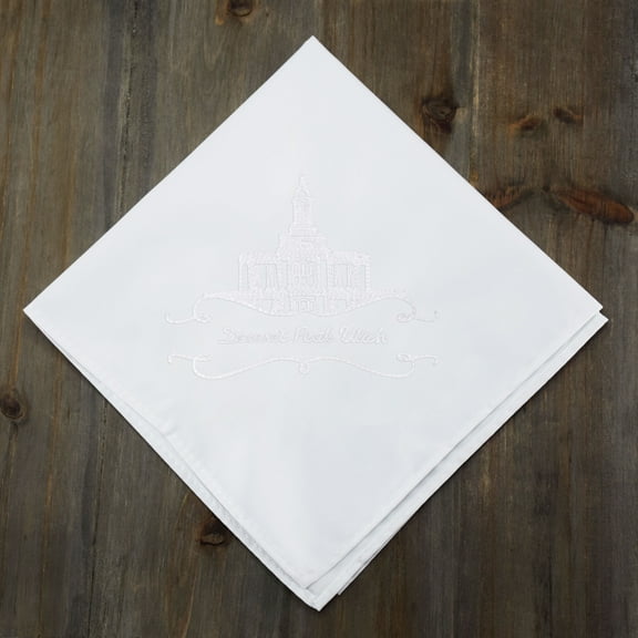 Deseret Peaks Utah Temple Embroidered Handkerchief (Hanky) by Ringmasters