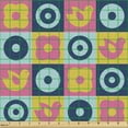 thumbnail image 2 of Abstract Fabric by the Yard Upholstery, Folkloric Birds Flowers and Circles in Squares, Decorative Fabric for DIY and Home Accents, Multicolor by Ambesonne, 2 of 5