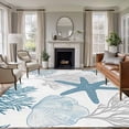 thumbnail image 3 of Summer Ocean Area&nbsp;Rug 5x7ft Starfish Seashell Coral Marine Life Coastal Non-Slip&nbsp;Washable Square&nbsp;Rugs Soft Felt Indoor Floor Mat for Bedroom Kitchen Living Room Bathroom, 3 of 9