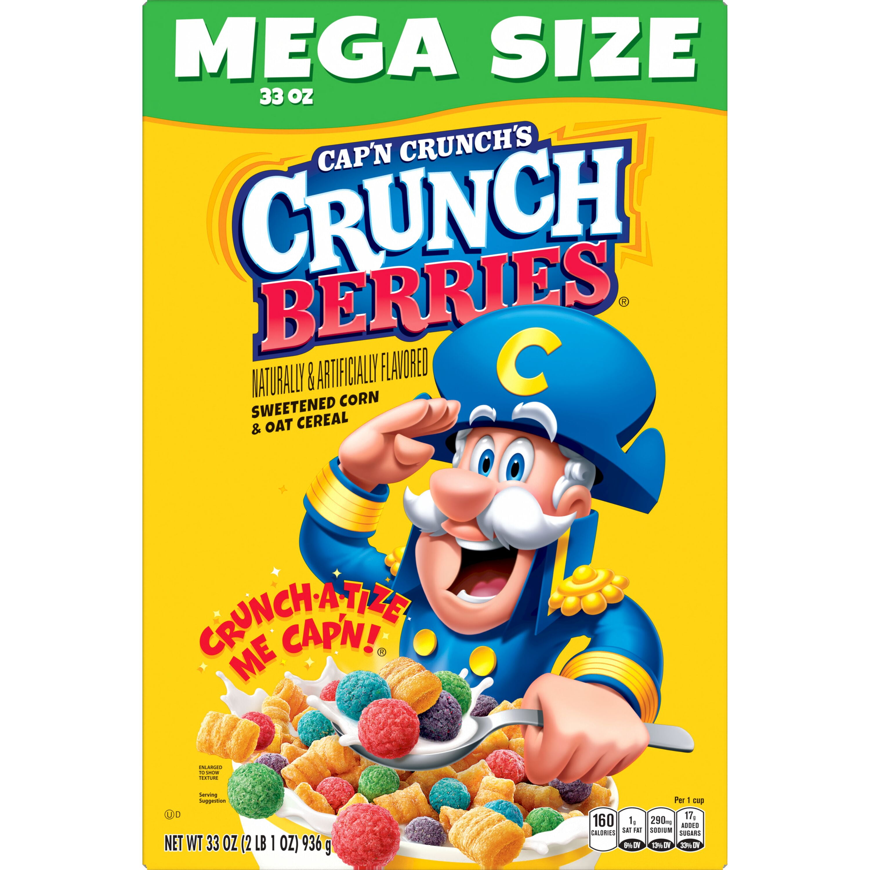 (6 pack) Cap'n Crunch Sweetened Corn & Oat Cereal Crunchy Berries Naturally & Artificially Flavored,  33 oz