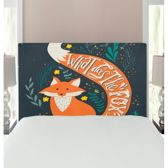Vintage Headboard, What Does the Fox Say? Hipster Animals Know Better Habitat Creature Illustration, Upholstered Decorative Metal Bed Headboard with Memory Foam, Twin Size, Multicolor, by Ambesonne
