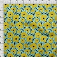 thumbnail image 3 of oneOone Cotton Jersey Aqua Blue Fabric Leaves & Flowers Floral Craft Projects Decor Fabric Printed By The Yard 58 Inch Wide, 3 of 4