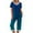 Blue, variant on Ecqkame Women's Pajama SetShort Sleeve V Neck Top with Capri Pants with Pockets Casual Sleepwear Pjs Loungewear Sets Red XXL