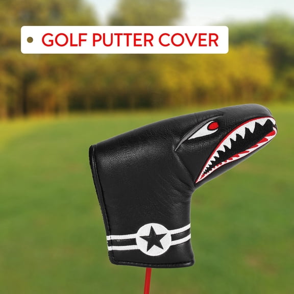 1Pc Black PU Leather with Embroidery Magnet Golf Blade Putter Head Cover Golf Club Putter Headcover