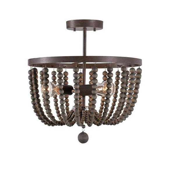 Kenroy Home 93136GBRZ Dumas3 Light Wood Bead Semi Fl in Golden Bronze