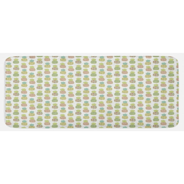 Pineapple Kitchen Mat, Tropical Fruit Pattern in Pastel Colors Juicy Nutritious and Ripe Summer Food, Plush Decorative Kitchen Mat with Non Slip Backing, 47" X 19", Multicolor, by Ambesonne